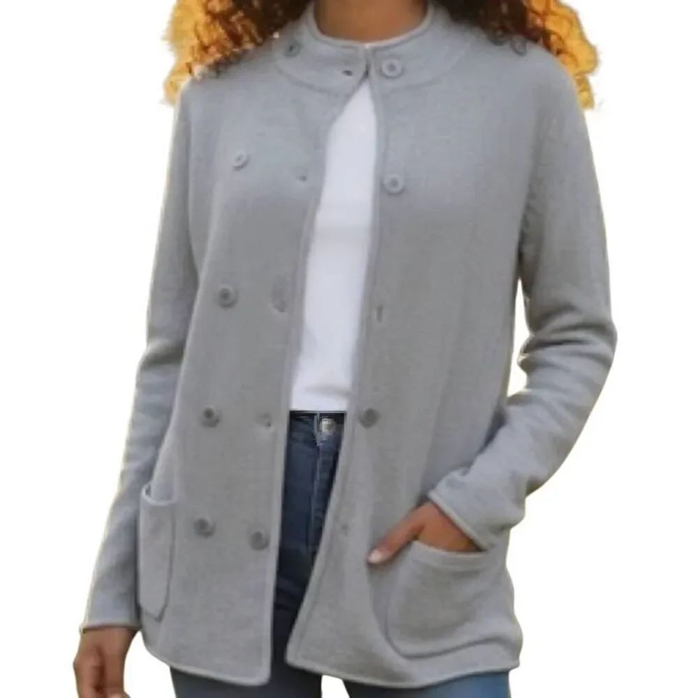 Talbots Sweater Jacket Women's Small Fouble Breasted Wool Blend Knit